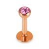 Rosegold Stahl - Labret abgerundet - Kristall 1,2 mm 8 mm 3 mm EM