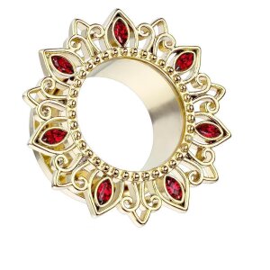 Gold Steel - Tunnel - Fleur de lotus tribale avec zircone...