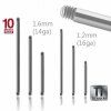 1,2 mm - 16 mm - Titan - Barbell - ohne Kugeln - 10er Pack