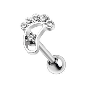 Steel - Barbell - Tragus - Branch silver