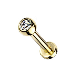 Titan - Labret - Coloriert mit Kristall 1,2 x 6 mm Gold