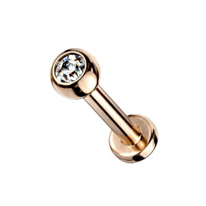 Titan - Labret - Coloriert mit Kristall 1,2 x 8 mm Rosegold