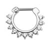Stahl - Septum Clicker - mit Zirkonia Kristallen Silber