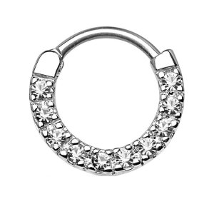 Steel - Septum Clicker - Paved Round Crystal