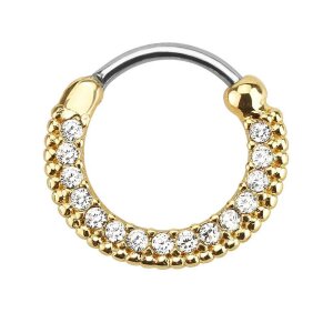 Steel - Septum Clicker - Crystal Arch Ball Edge