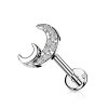 Steel - Labret - Crescent Moon with crystal steel 1,2 x 8 mm CC - Crystal Clear