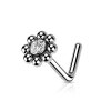 Steel - nose stud - flower ball rim with crystal Steel