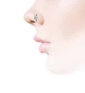 Stahl - Fake Nasenstecker Clip On - Zweig mit Kristall