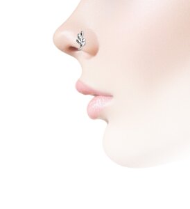 Steel - fake nose stud clip on - branch with crystal