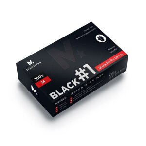 Nitrile - Gloves - black - 100 pcs - powderfree - Black #1 M
