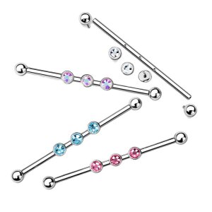 Steel - Industrial Barbell - 3 Crystal - Internal Thread