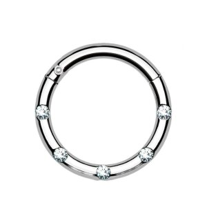 Stahl - Segment Clicker - 5 Kristall Silber 10 mm