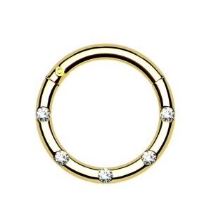 Stahl - Segment Clicker - 5 Kristall Gold 8 mm