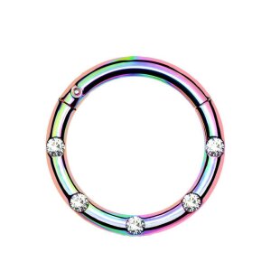 Steel - Segment Clicker - 5 Kristall Rainbow 10 mm