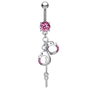 Steel - Banana - Handcuffs with Key - Crystal Pink