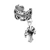 Steel - Clip On Piercing - Celtic Cross Fleur de Lis- Crystal