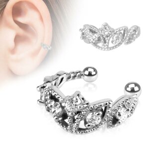 Brass - Clip On Piercing - Diadem- Kristall