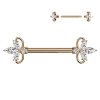 Steel - Nipple Bar - Steel - Nipple Bar - Flower Head with Crystal Rose Gold