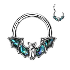 Steel - Segment Clicker - Bat Abalone Silver 8 mm