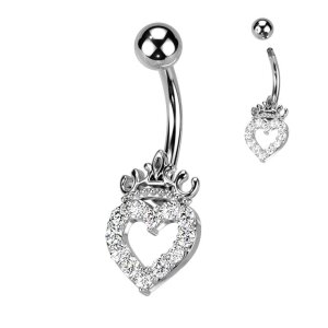 Steel - banana - heart with crown - crystal crystal clear
