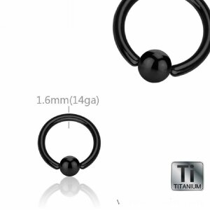 Black Titanium - BCR ball closure ring 1,0 mm - 8 mm - 3 mm