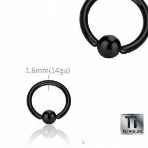 Black Titanium - BCR ball closure ring 4 mm - 22 mm - 10 mm
