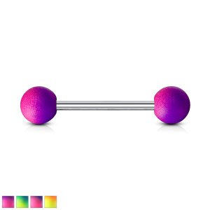 Steel - Barbell - tongue barbell - two-tone with rubber...