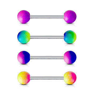 Steel - Barbell - tongue barbell - two-tone with rubber coating