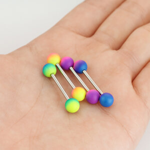 Steel - Barbell - tongue barbell - two-tone with rubber coating
