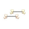 Steel - Nipple Bar - Cluster Heart - Crystal