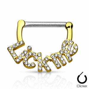 Stahl - Nipple Bar Clicker - "Lick Me" - Kristall