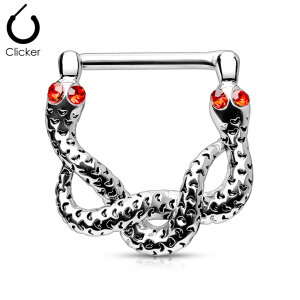 Stahl - Nipple Clicker - Snake - red crystal