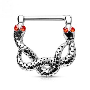 Stahl - Nipple Clicker - Snake - red crystal