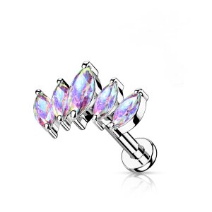 Steel - Labret - 5 Marquise Crystals - Internally...