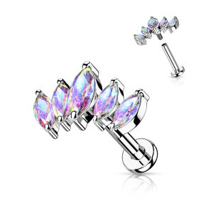 Stahl – Labret – 5 Marquise-Kristalle –...