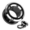 Stahl - Tunnel - schwarz - mit schwarz / silbernen Rand  8 mm