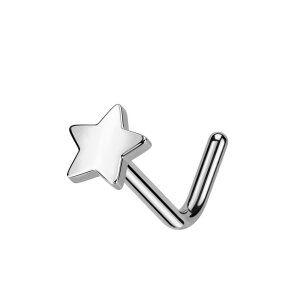 Titanium - Nose Stud - L Shape - Star