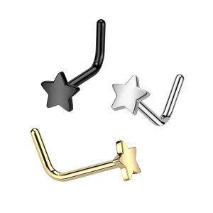 Titanium - Nose Stud - L Shape - Star