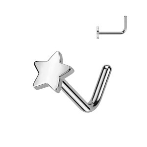 Titanium - Nose Stud - L Shape - Star