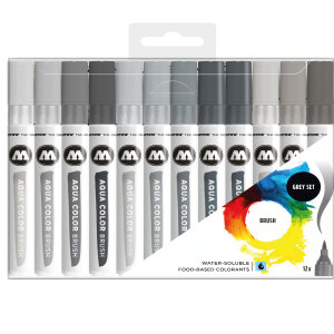 MOLOTOW™ - AQUA Color Brush - Grey Set - 12 er