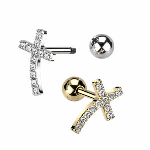 Steel - Barbell - Curved Cross Top- - CZ Paved