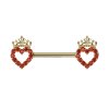 Steel - Nipple Bar - Heart with Crown - Crystal