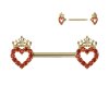 Steel - Nipple Bar - Heart with Crown - Crystal