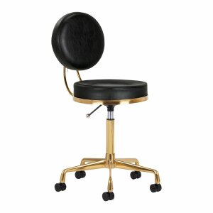 Tattoo stool with backrest - gold black