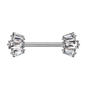 Steel - Nipple Bar - Baguette Crown - CC Crystal