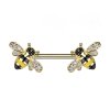 Stahl - Nipple Bar - Biene - Kristall Gold