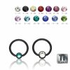 Black Titanium - BCR ball closure ring with Flatball - crystal - 1,2 mm 8 mm - 3 mm - RC