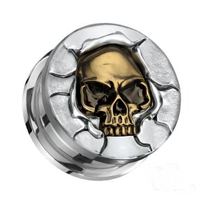 Steel - Screw Fit Tunnel - Protruding Bronze Skull