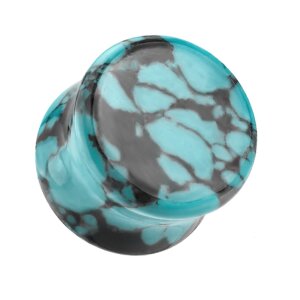 Teal Black Turquoise Double Flare Stone Plug