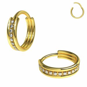 Stahl - Segment Clicker - 15 Kristalle Gold 10 mm